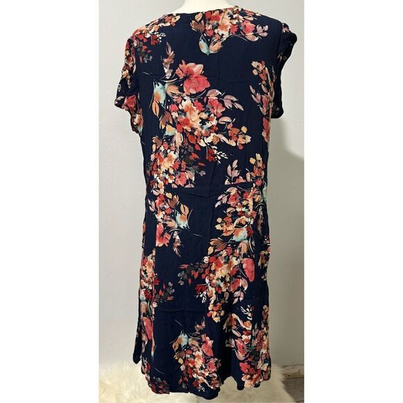 Torrid Mini Navy Blue Floral Tie Front Skater Dress Size XL - Picture 9 of 9